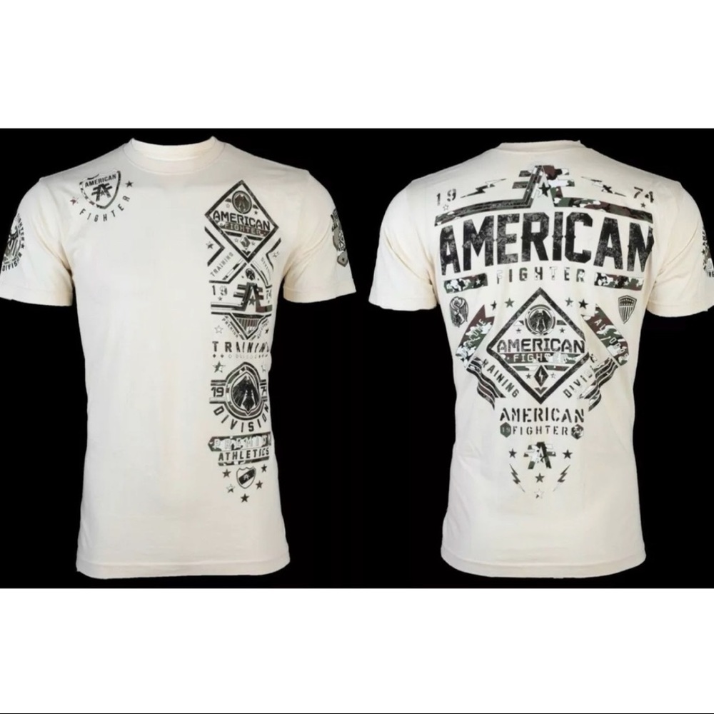 AMERICAN FIGHTER McCormick Sand Athletic Fit Mens Crewneck T-shirt S-3XL NWT